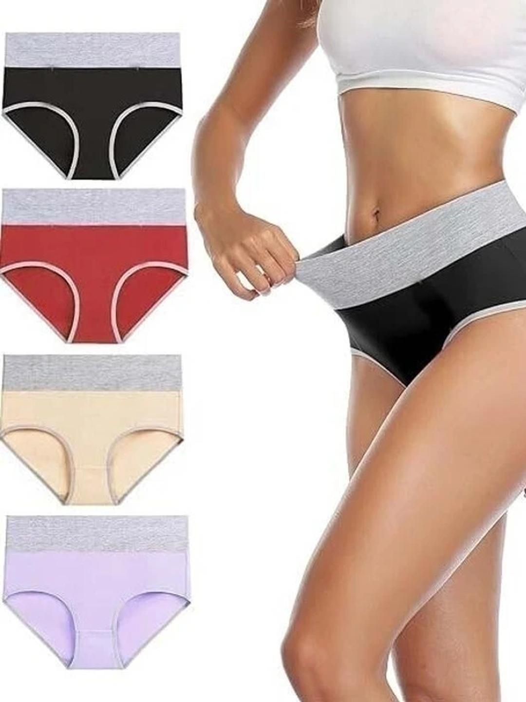 ORLIZEA Pack of 4 Women High-Rise Cotton Blend Hipster Briefs