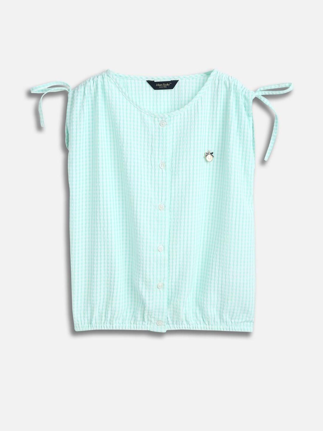 Allen Solly Junior Girls Checked Tie-Ups Cotton Top