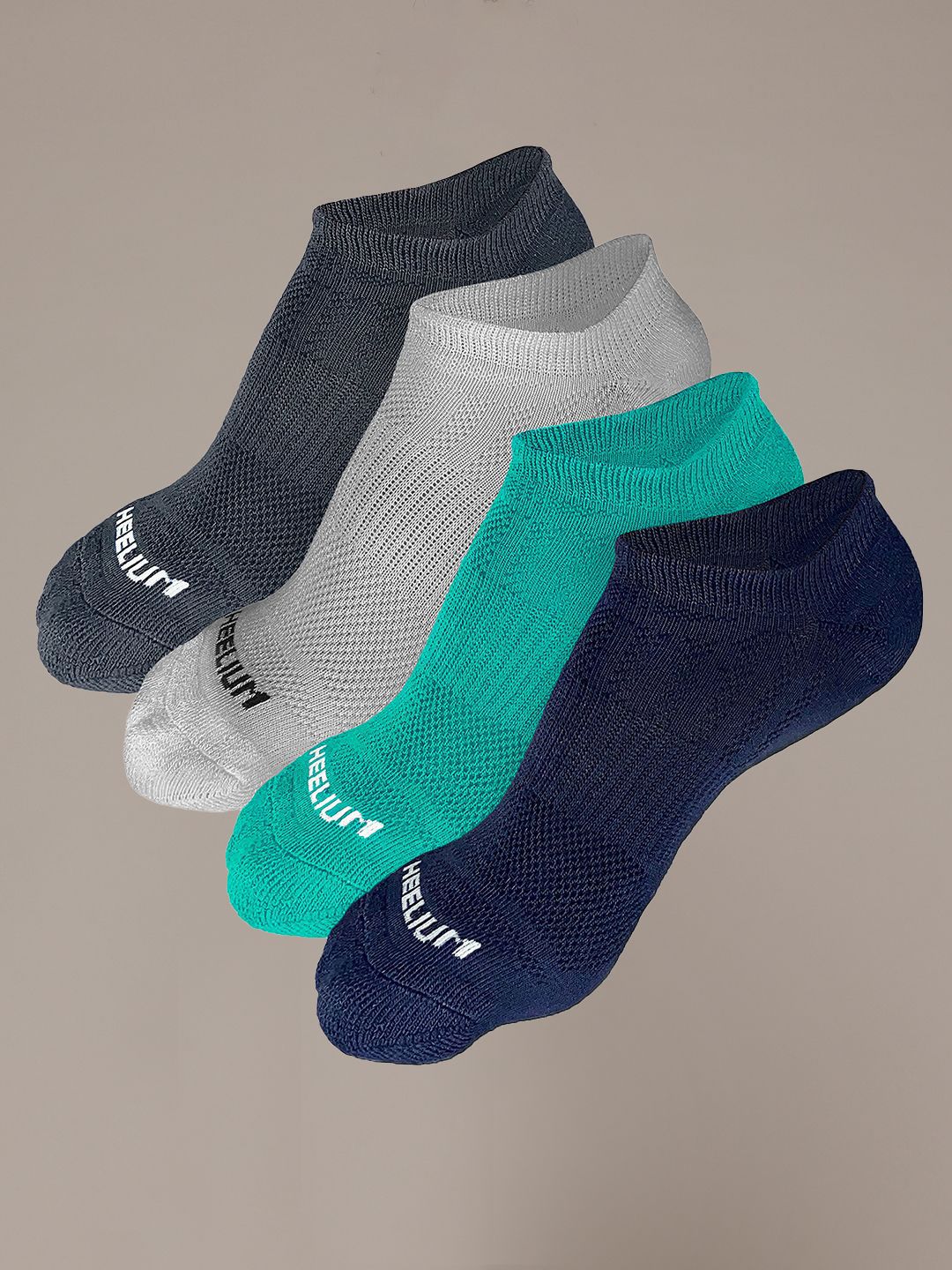 Heelium Men Pack Of 4 Printed Ankle Length Ultra-Soft, Thin & Breathable Socks
