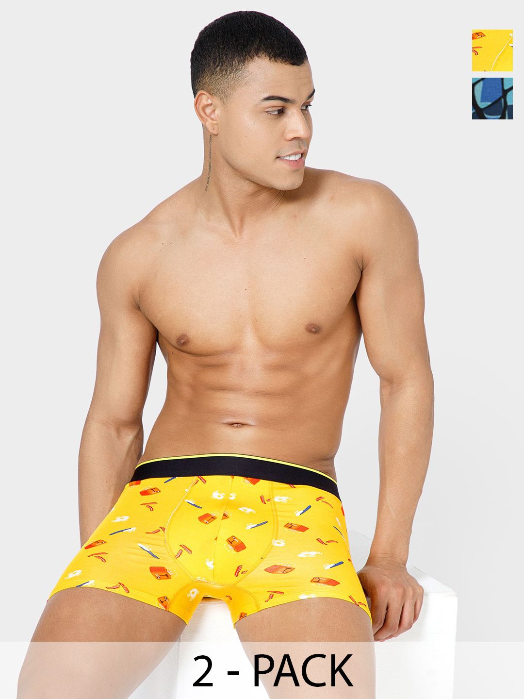 bummer Pack Of 2 Printed Low-Rise Long Trunks TRBREICE02L