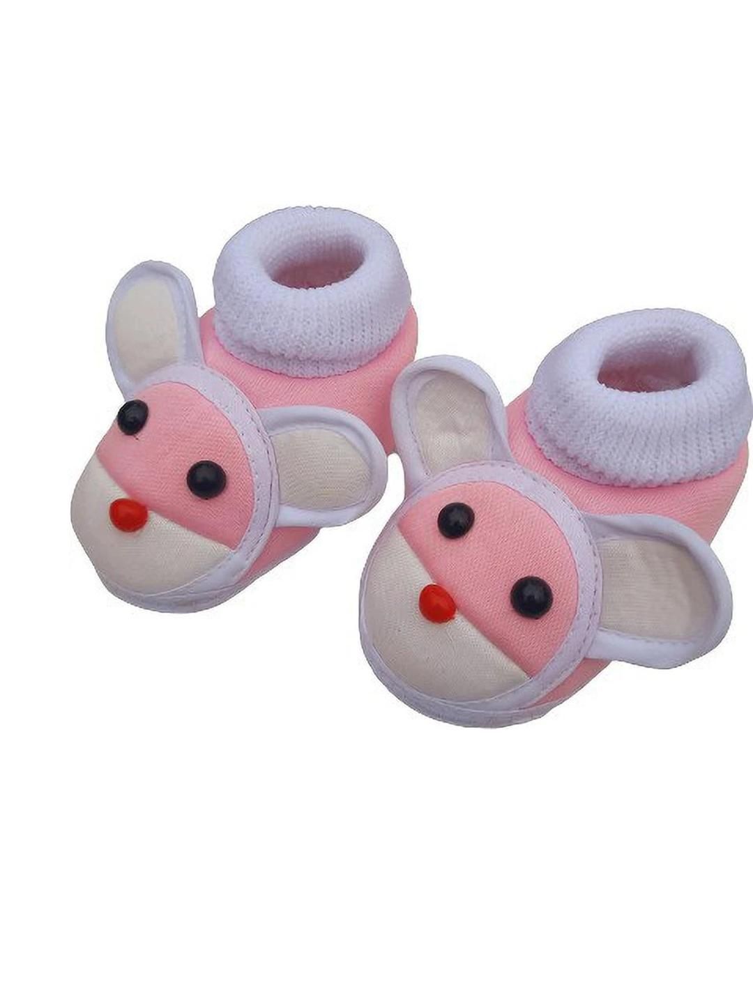 LMN CHILD CARE Unisex Kids White Cotton Booties