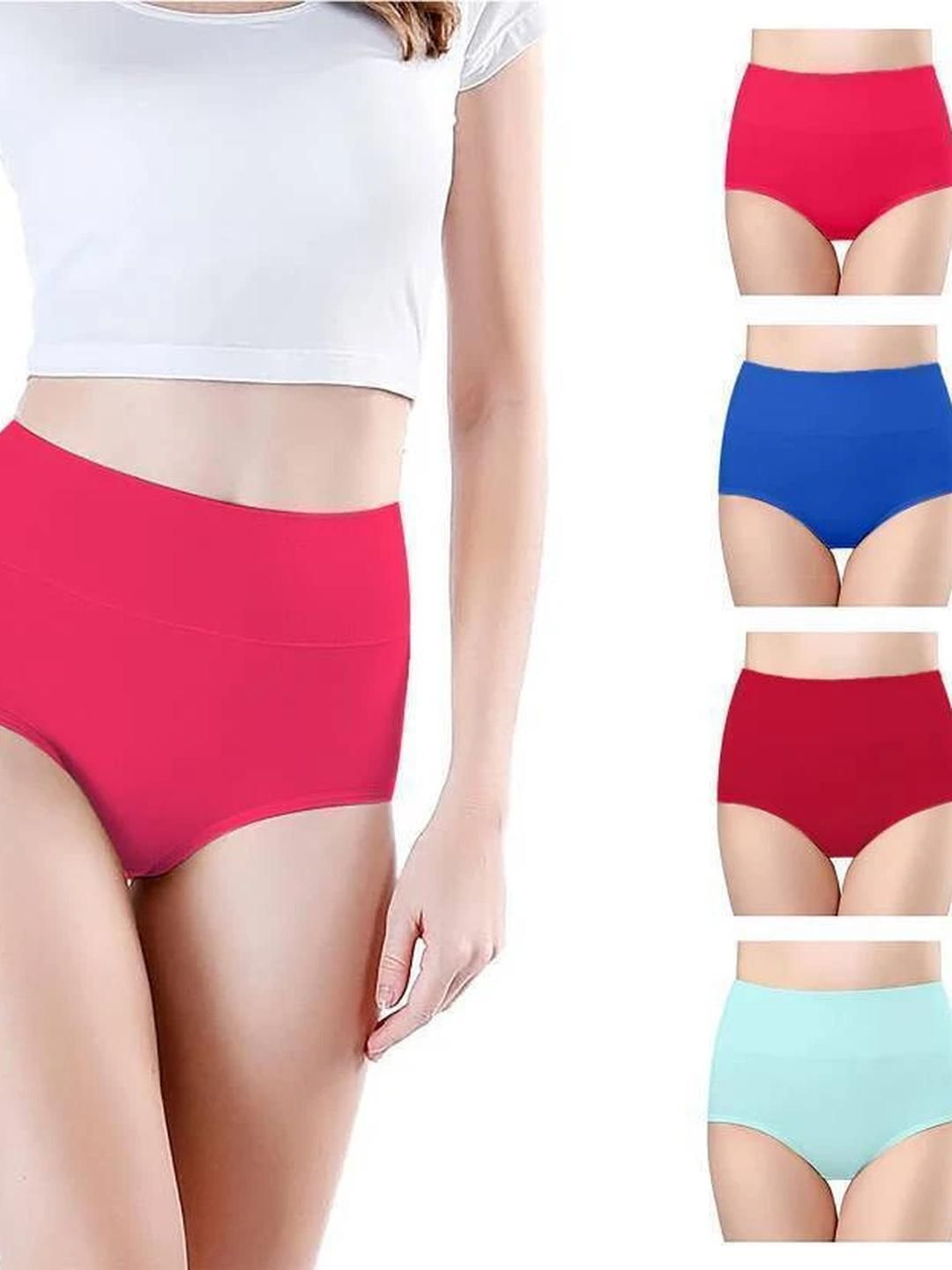 ORLIZEA Pack of 4 Women High-Rise Cotton Blend Hipster Briefs