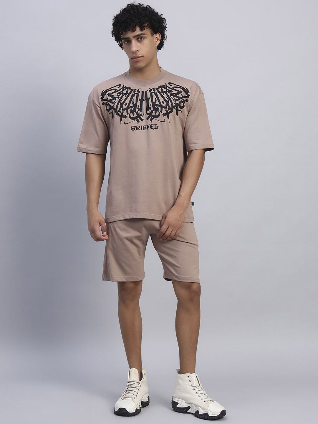 GRIFFEL GRIFFEL Printed T-Shirt With Shorts Co-Ords