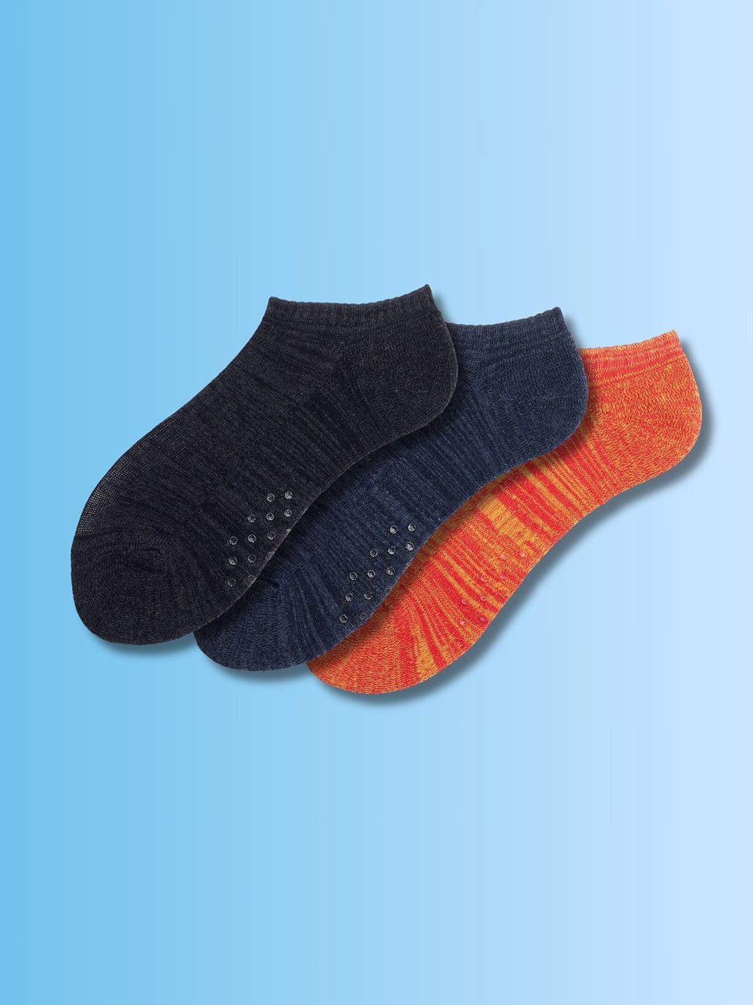 Soxytoes Unisex Pack of 3 Solid Cotton NoSlip Gripper Ankle Socks Zone