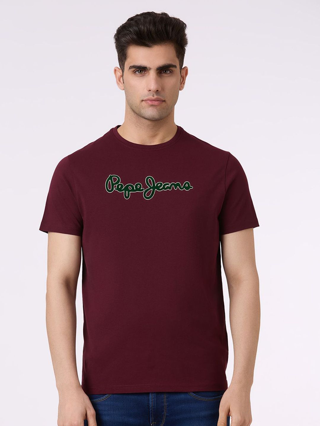 Pepe Jeans Brand Logo Printed Pure Cotton Slim Fit T-shirt