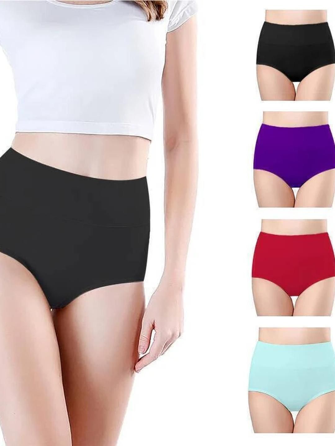 ORLIZEA Pack of 4 Women High-Rise Cotton Blend Hipster Briefs