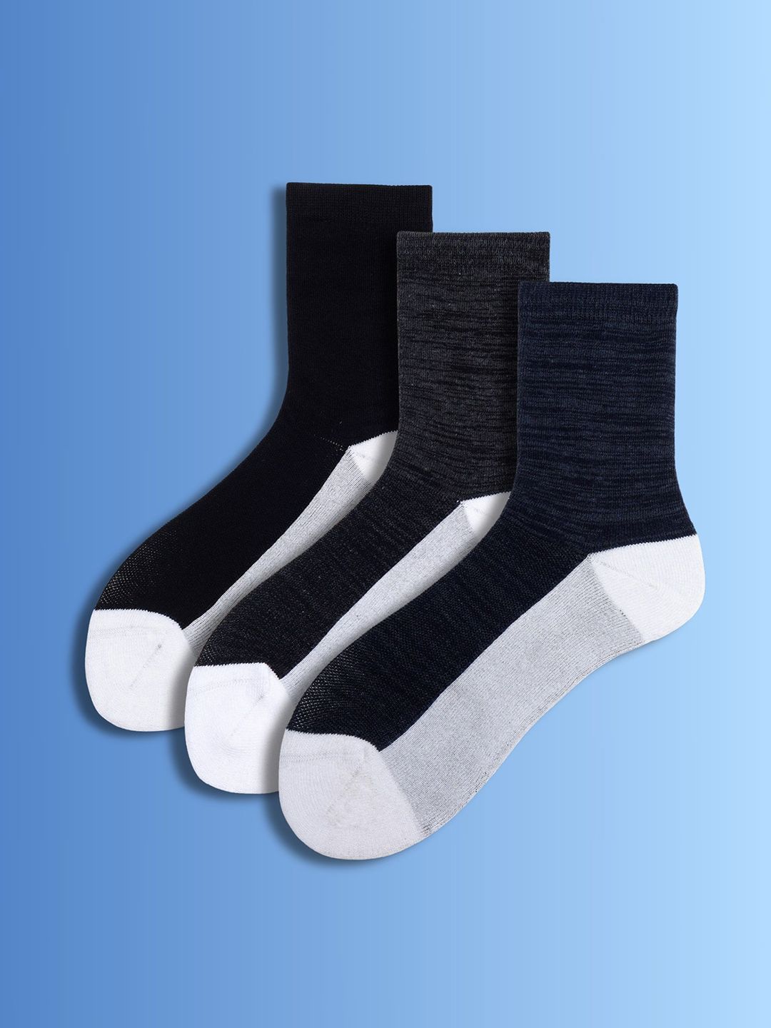 Soxytoes Unisex Pack of 3 Solid Cotton Diabetic Care Mid-Calf Socks CareWalk Greys