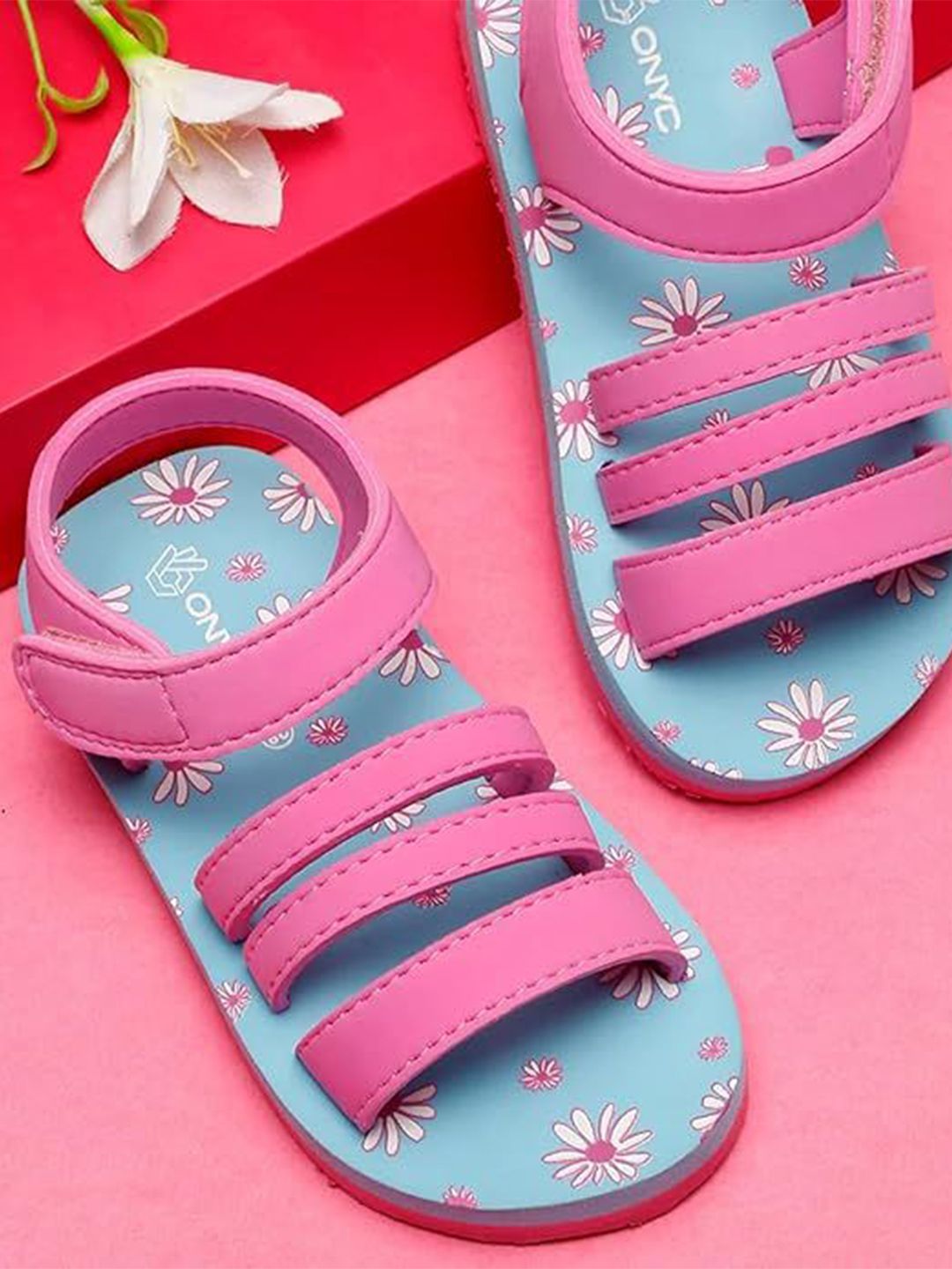 ONYC ONYC Girls Floral Printed Open Toe Flats