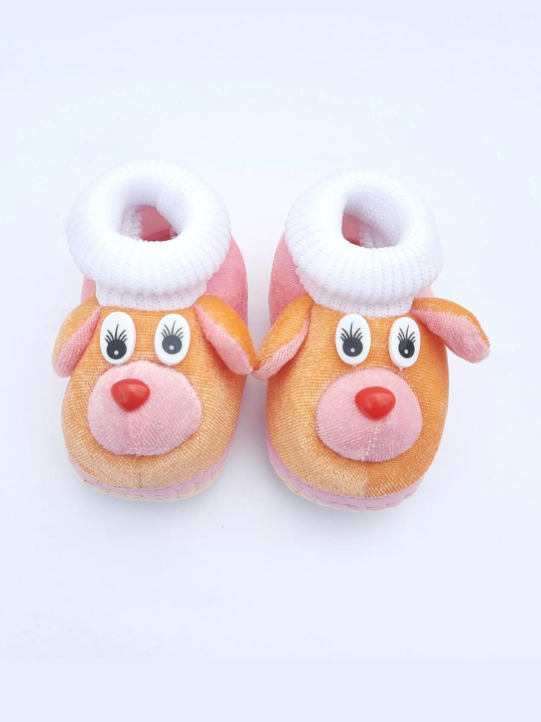LMN CHILD CARE Unisex Kids Orange Cotton Booties