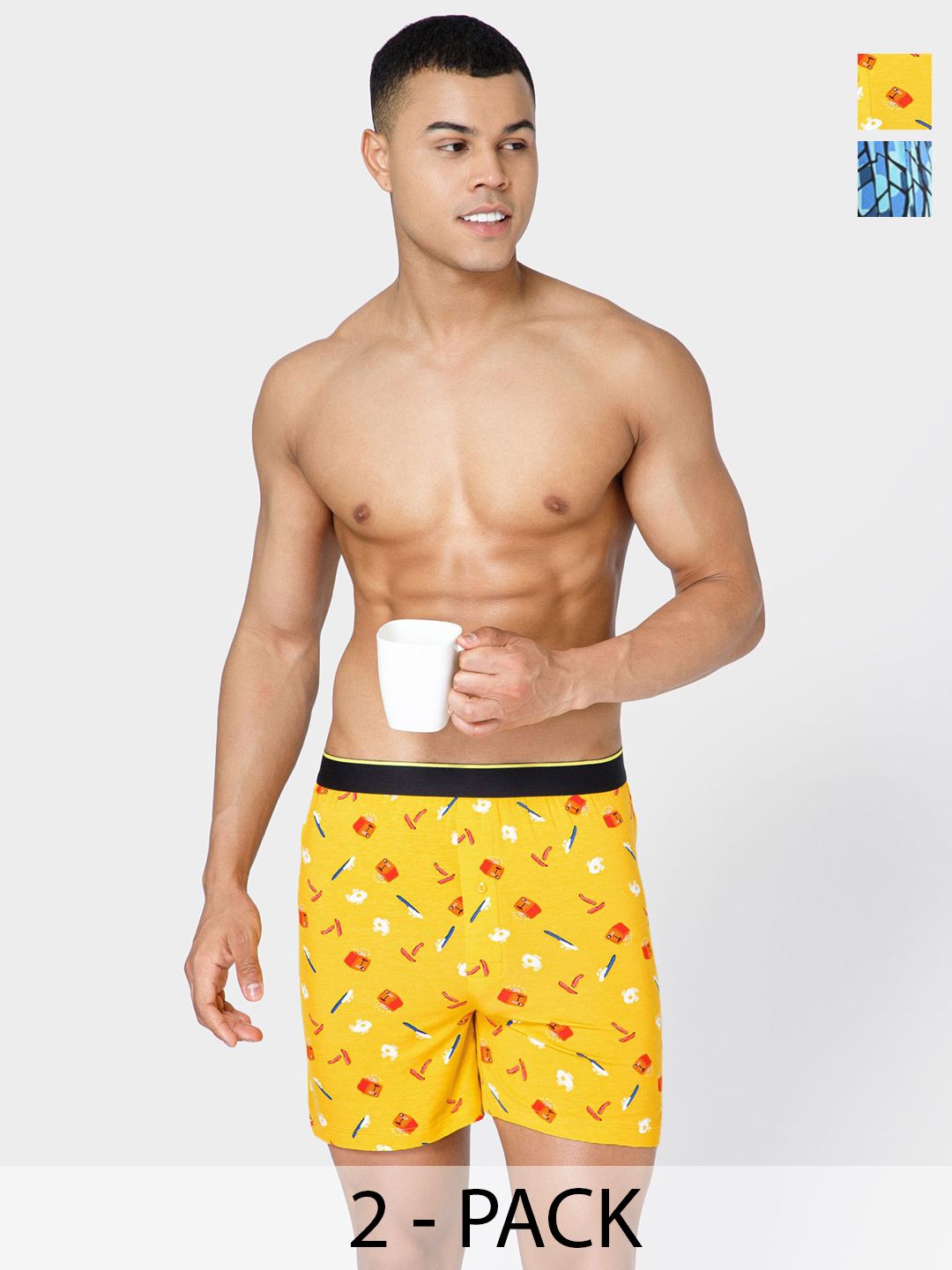 bummer Pack Of 2 Printed Mid-Rise Boxers BOBREICE02L