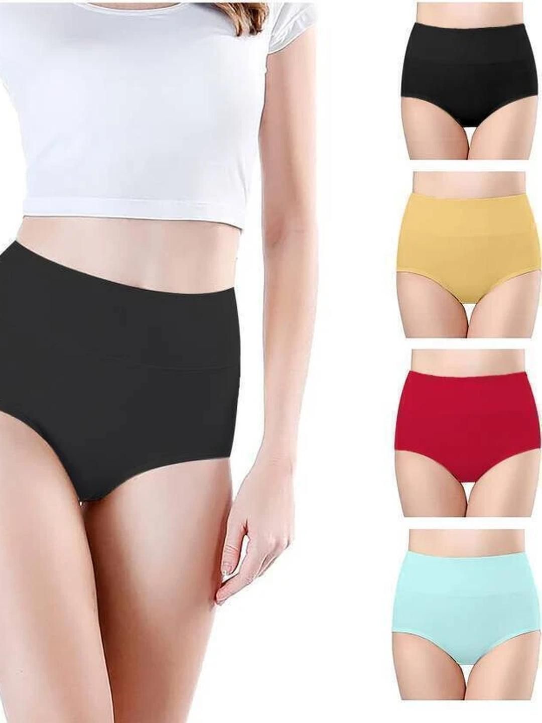 ORLIZEA Pack of 4 Women High-Rise Cotton Blend Hipster Briefs