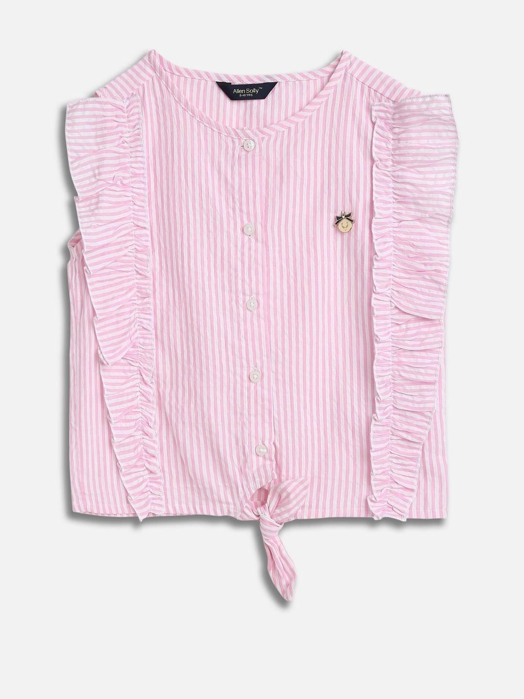 Allen Solly Junior Girls Striped Flutter Sleeve Cotton Top