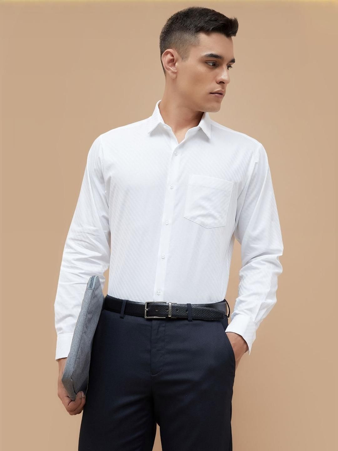 CODE by Lifestyle Striped Spread Collar Cotton Formal Shirt