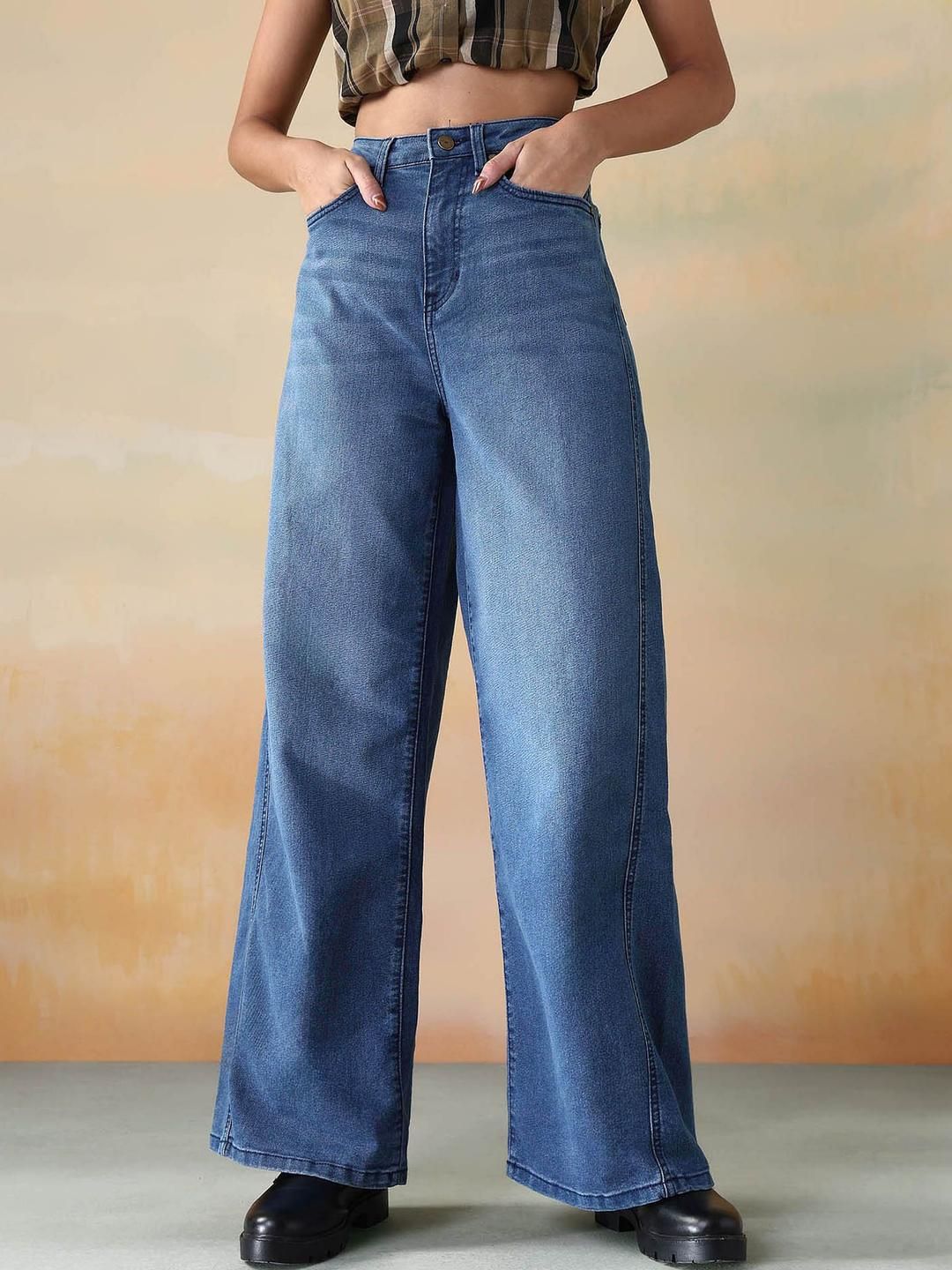 Flying Machine Women High-Rise Light Fade Stretchable Cotton Baggy Fit Jeans