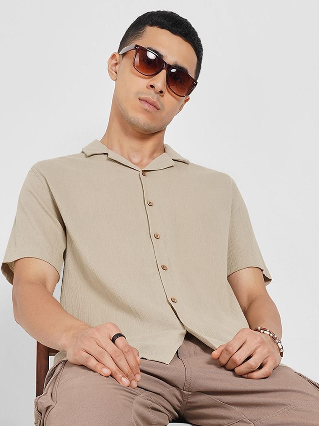7 Alt by Pantaloons Pure Cotton Spread Collar Relaxed Fit Casual Shirt
