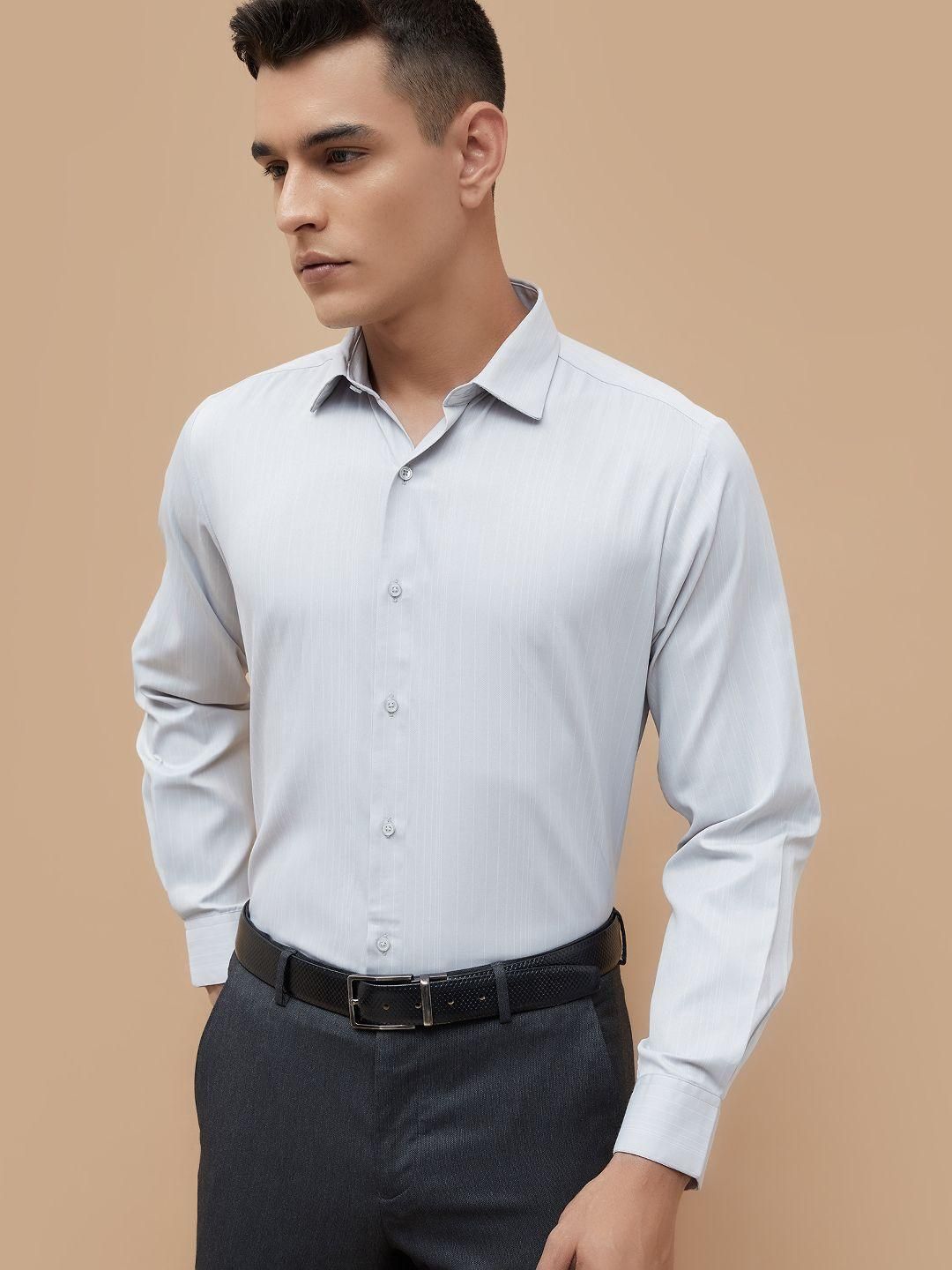 CODE by Lifestyle Striped Spread Collar Cotton Formal Shirt