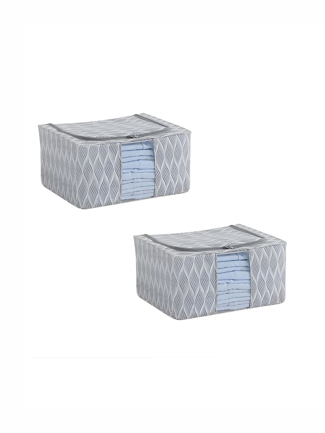 HOKIPO Grey Set of 2 Multi-Utility Cloth Storage Box Organisers for Wardrobe - 24L