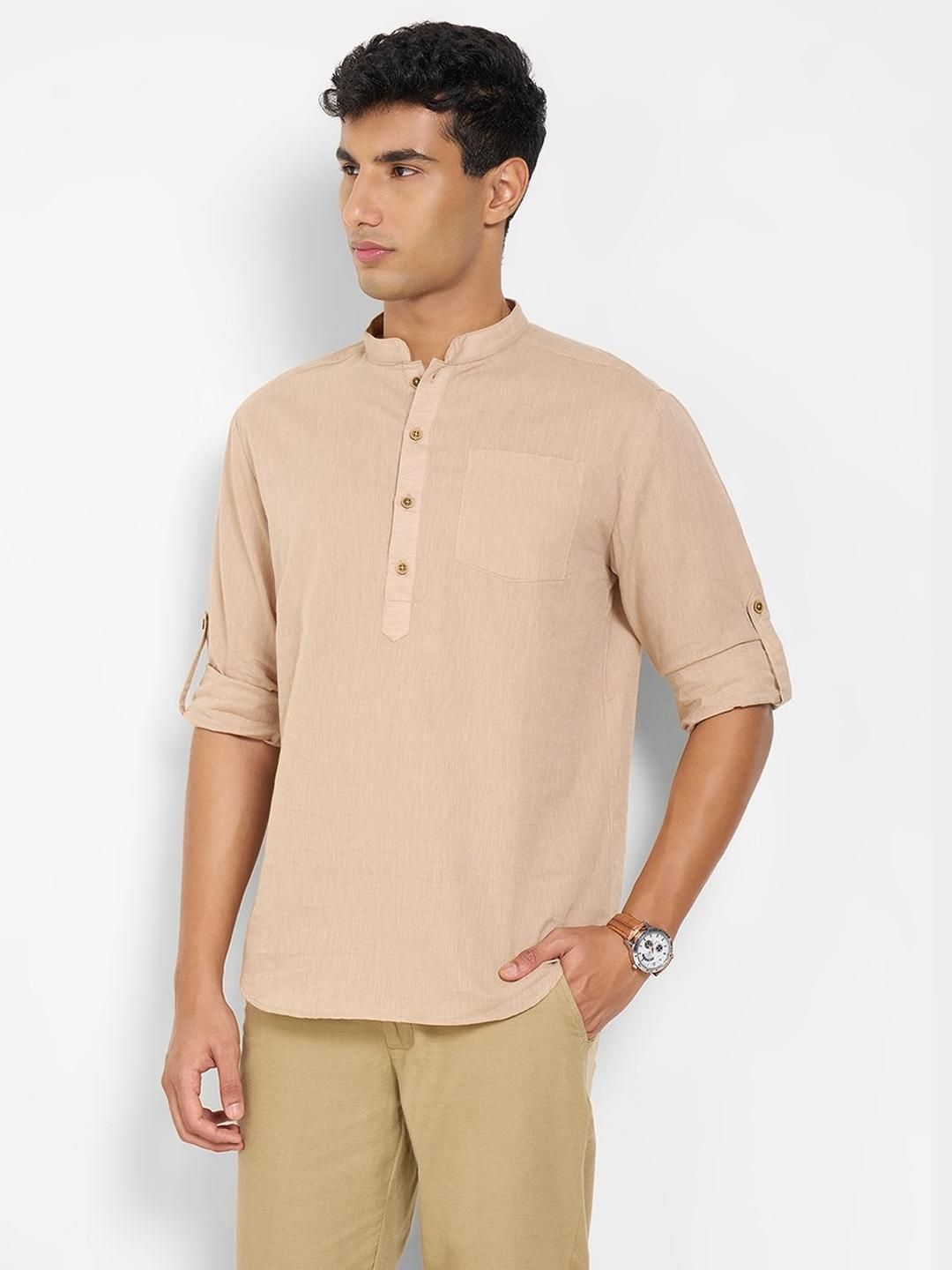 indus route by Pantaloons Men Solid Mandarin Collar Kurta