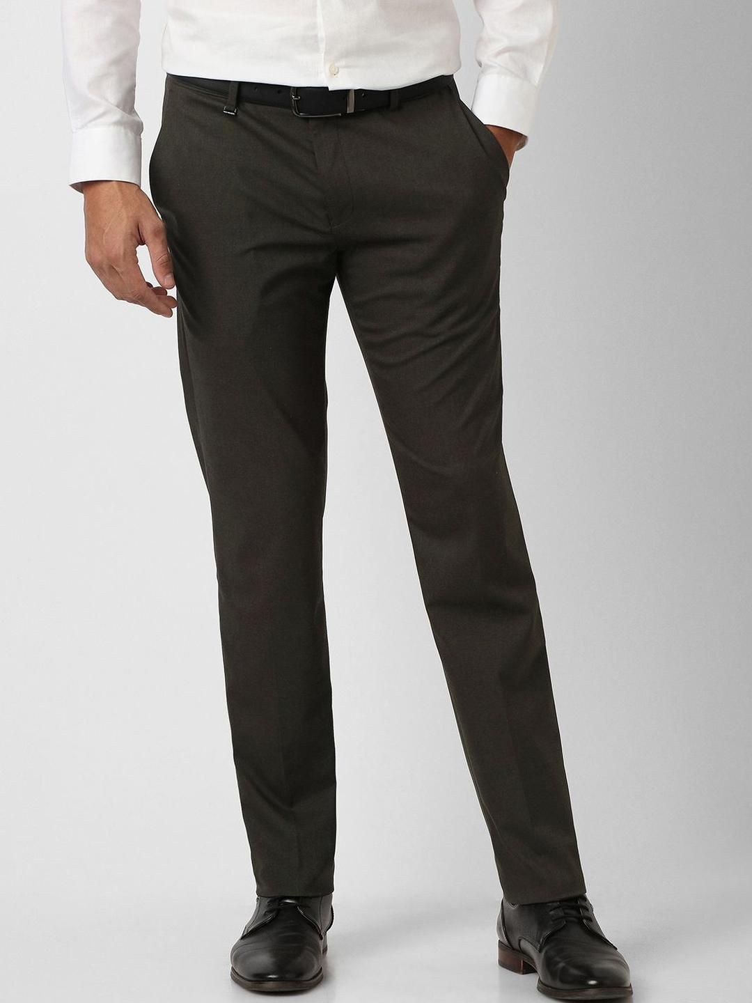 Van Heusen Men Slim Fit Mid-Rise Formal Trousers