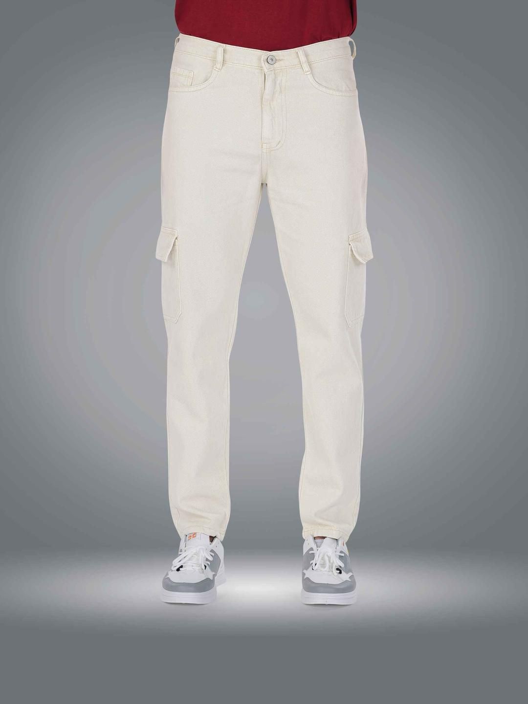 me Queen Men Straight Fit Mid-Rise Low Distress Cotton Cargo Jeans