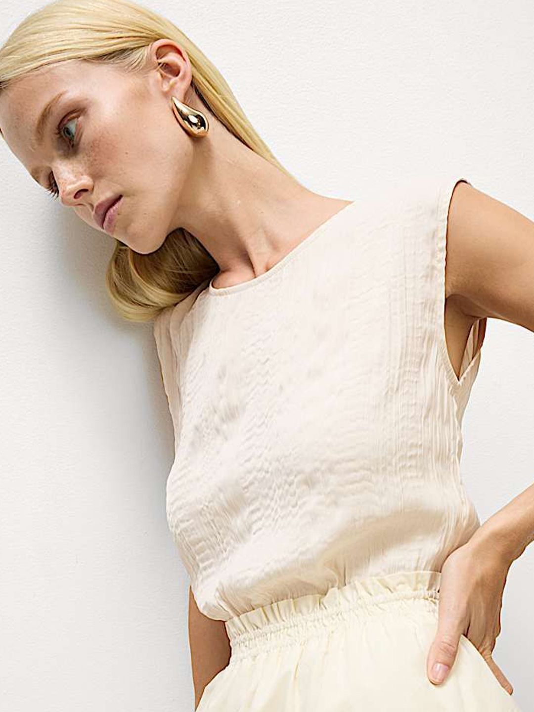 Marks & Spencer Marks & Spencer Plisse Round Neck Top