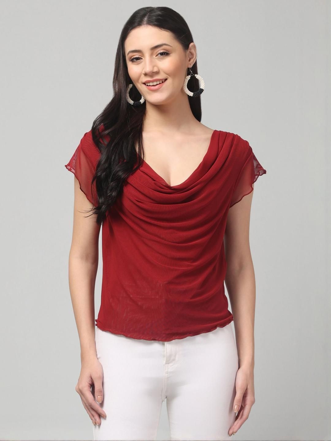 clobug Women Cowl Neck Top