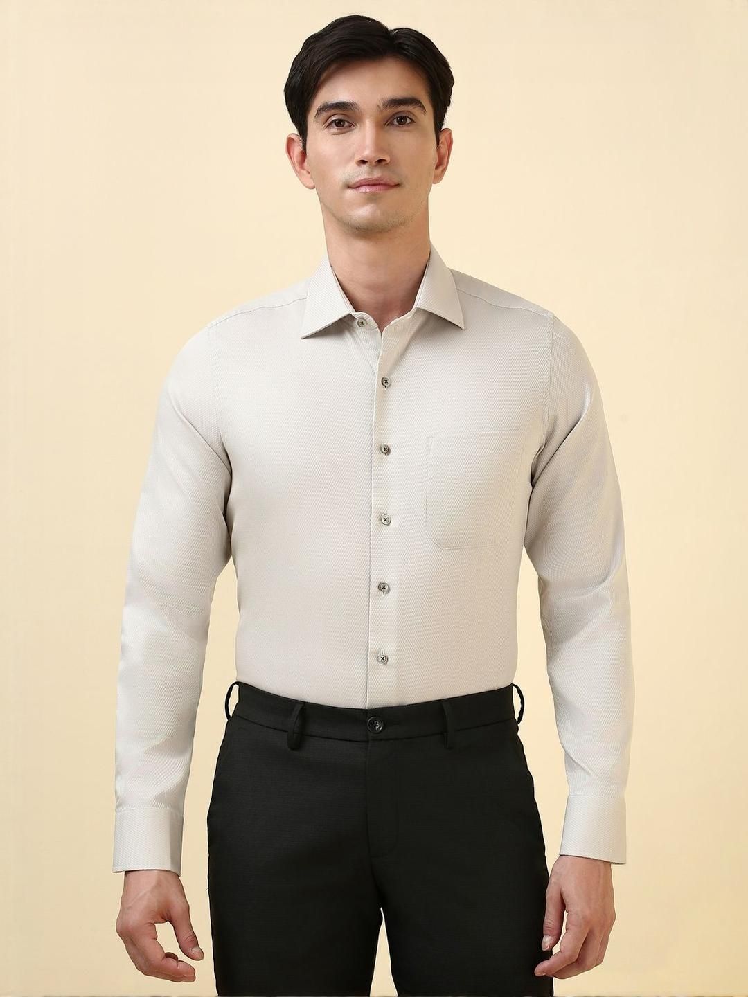 Allen Solly Textured Spread Collar Long Sleeves Cotton Formal Shirt