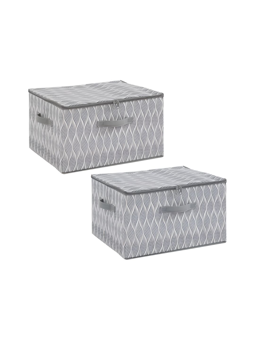 HOKIPO Grey Set of Multi-Utility Cloth Storage Box Organisers for Wardrobe - Large