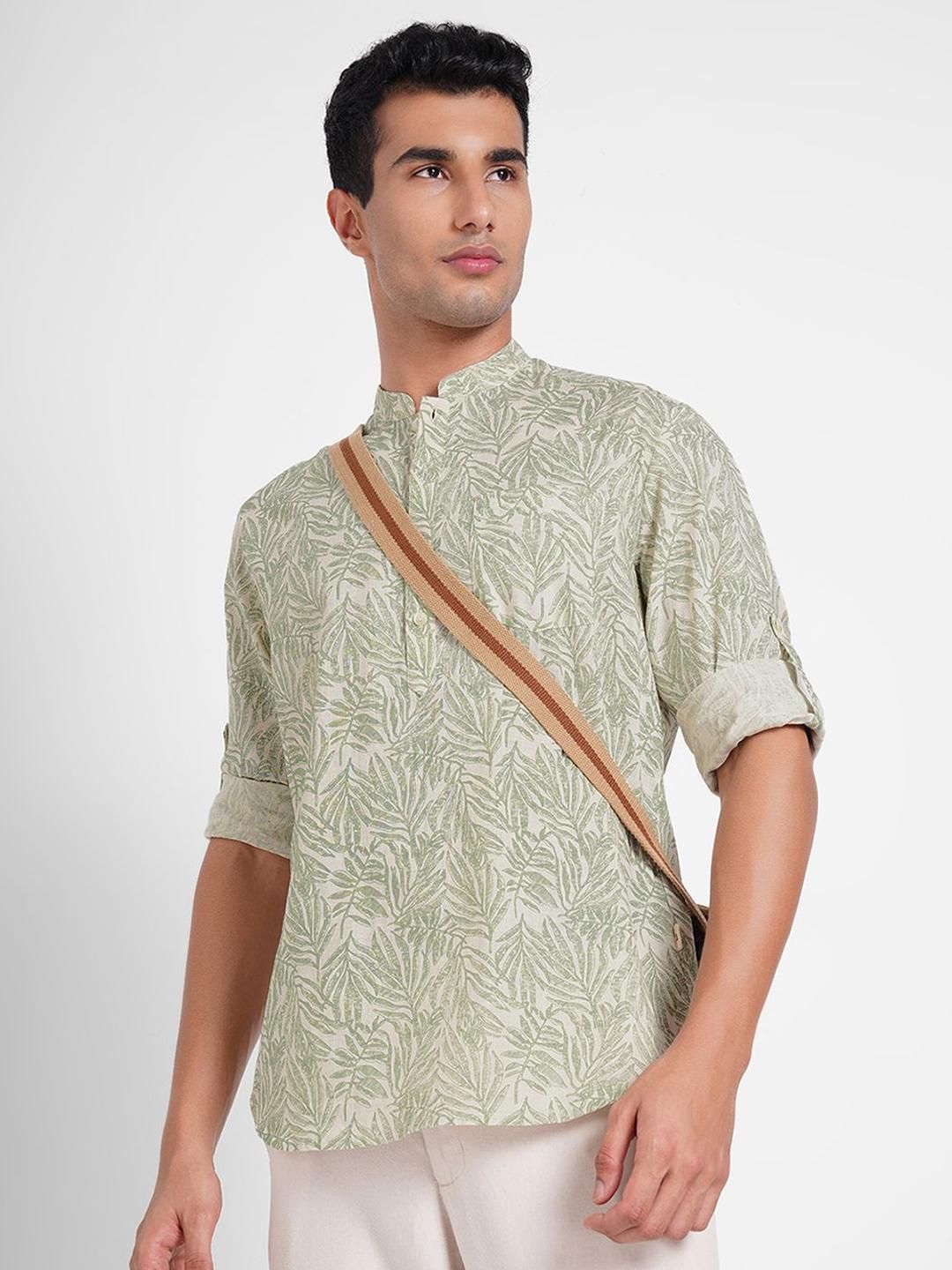 indus route by Pantaloons Men Floral Printed Cotton Kurta