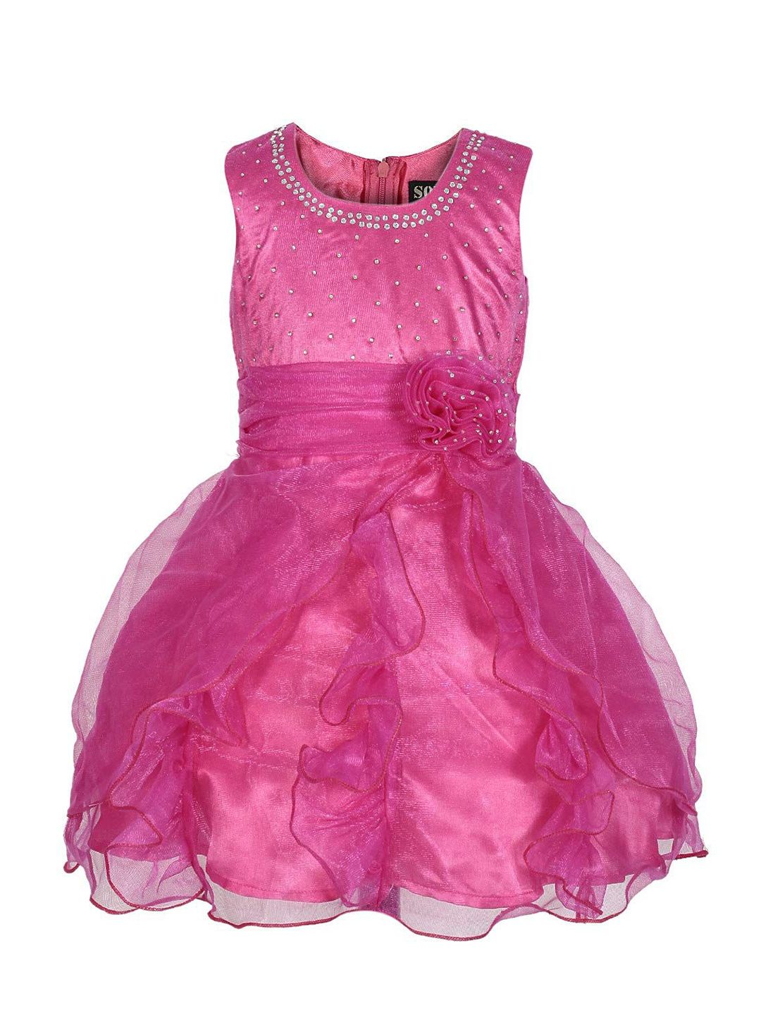 BAESD Girls Round Neck Net A-Line Dress