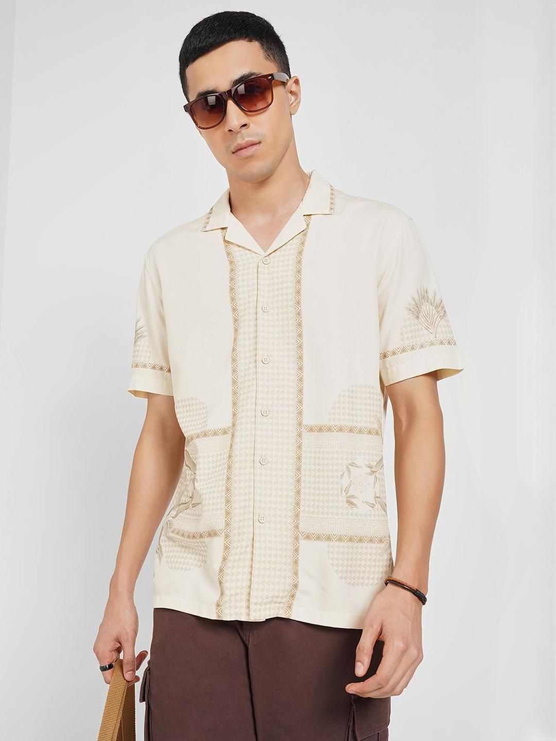 7 Alt by Pantaloons Printed Spread Collar Relaxed Fit Casual Shirt
