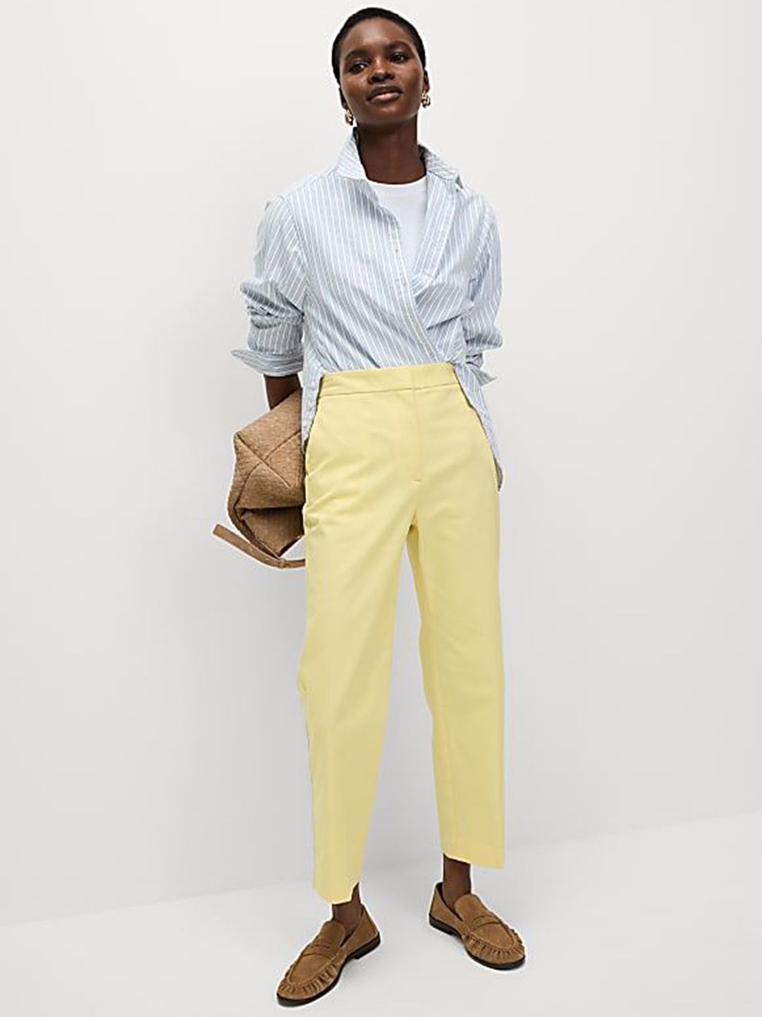 Marks & Spencer Cotton Rich Straight Leg Ankle Grazer Trousers