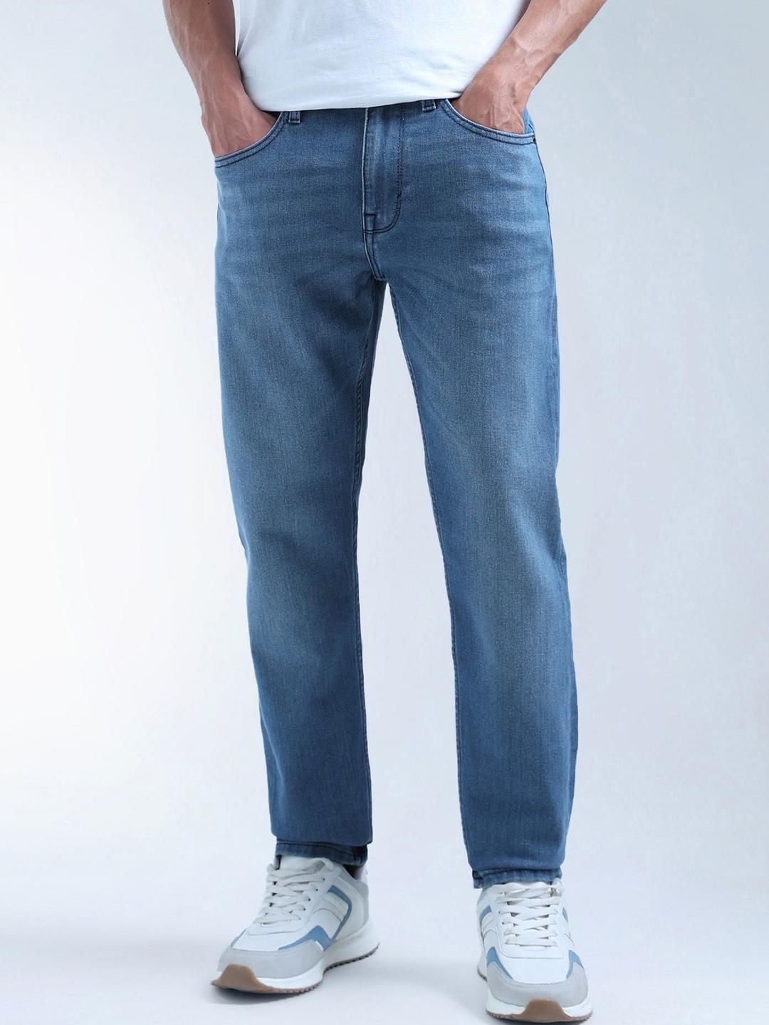 Flying Machine Flying Machine Men Tapered Fit Mid-Rise Light Fade Jeans