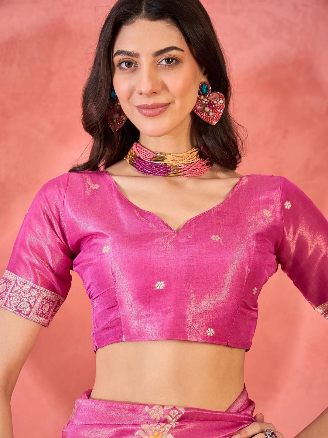 Buy HERE&NOW Floral Woven Design Zari Saree - Sarees for Women