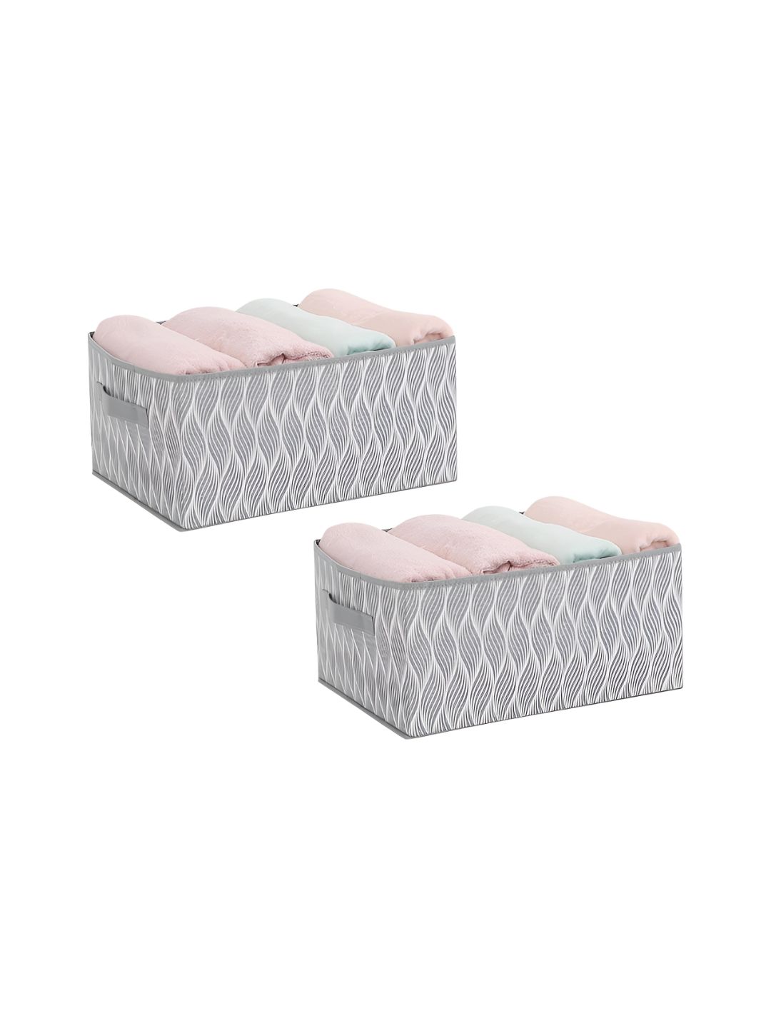 HOKIPO Grey Set of 2 Multi-Utility Cloth Storage Box Organisers for Wardrobe