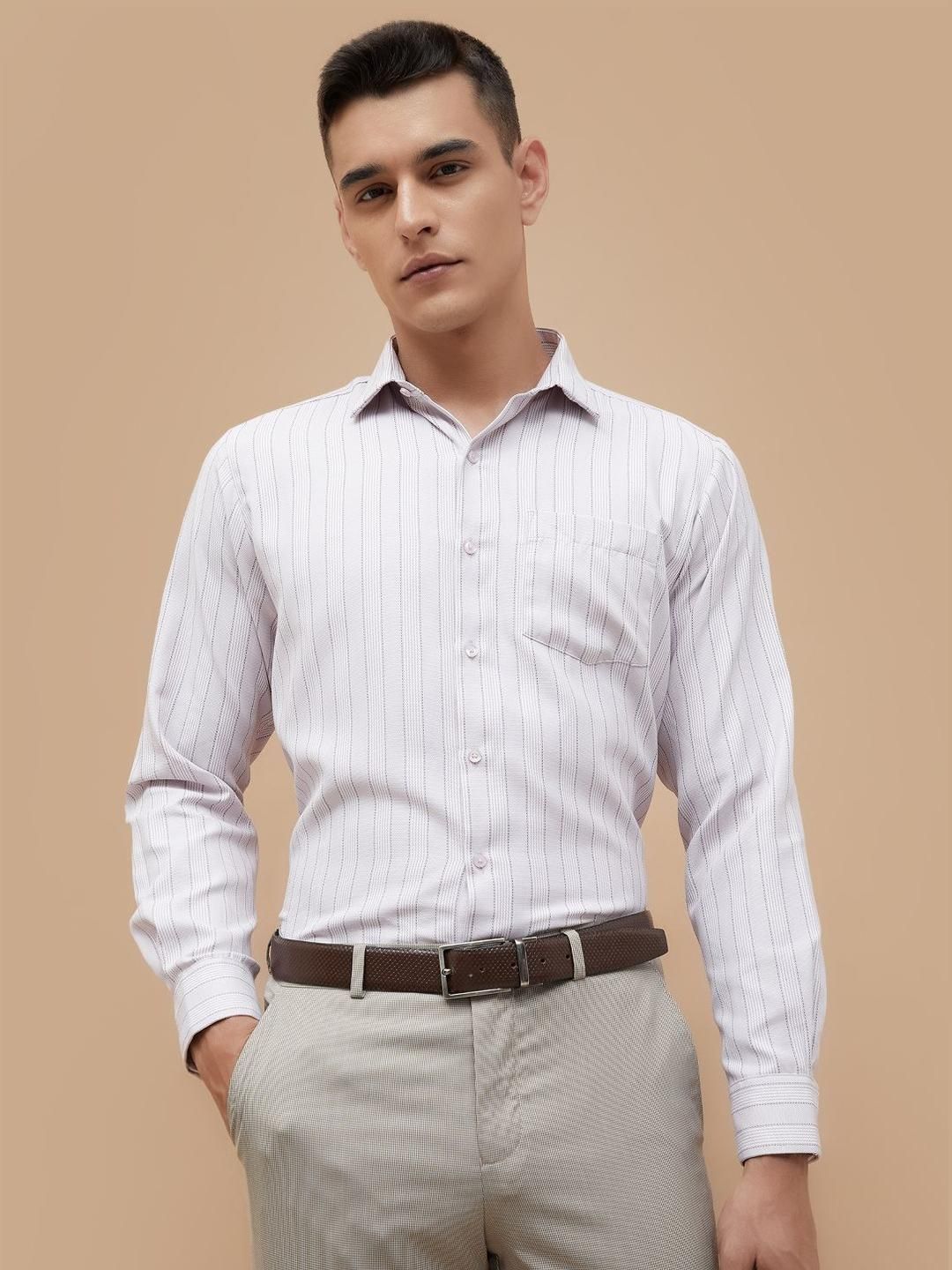 CODE by Lifestyle Striped Spread Collar Cotton Formal Shirt