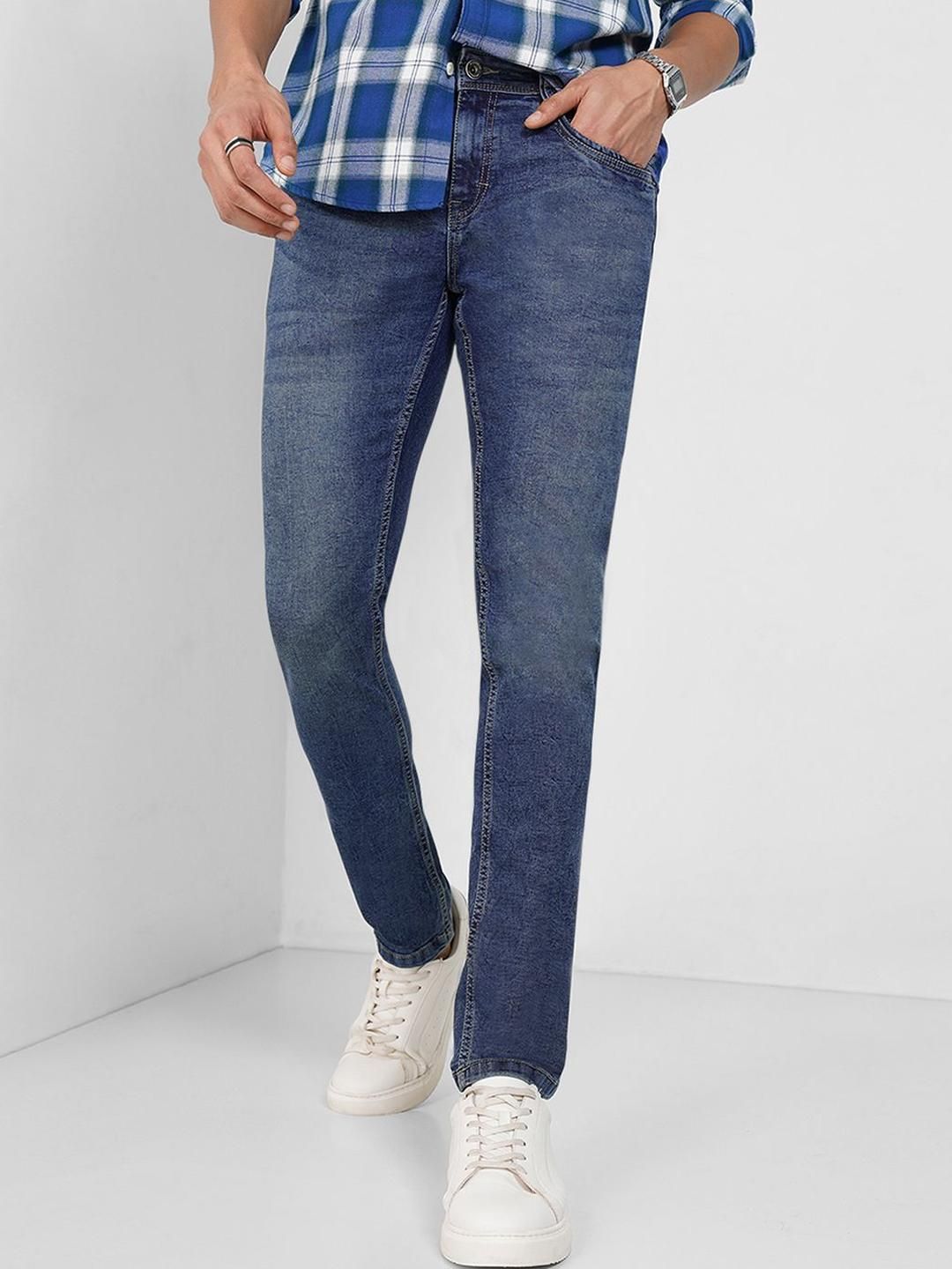 SF JEANS by Pantaloons Men Skinny Fit Mid-Rise Heavy Fade Cotton Jeans