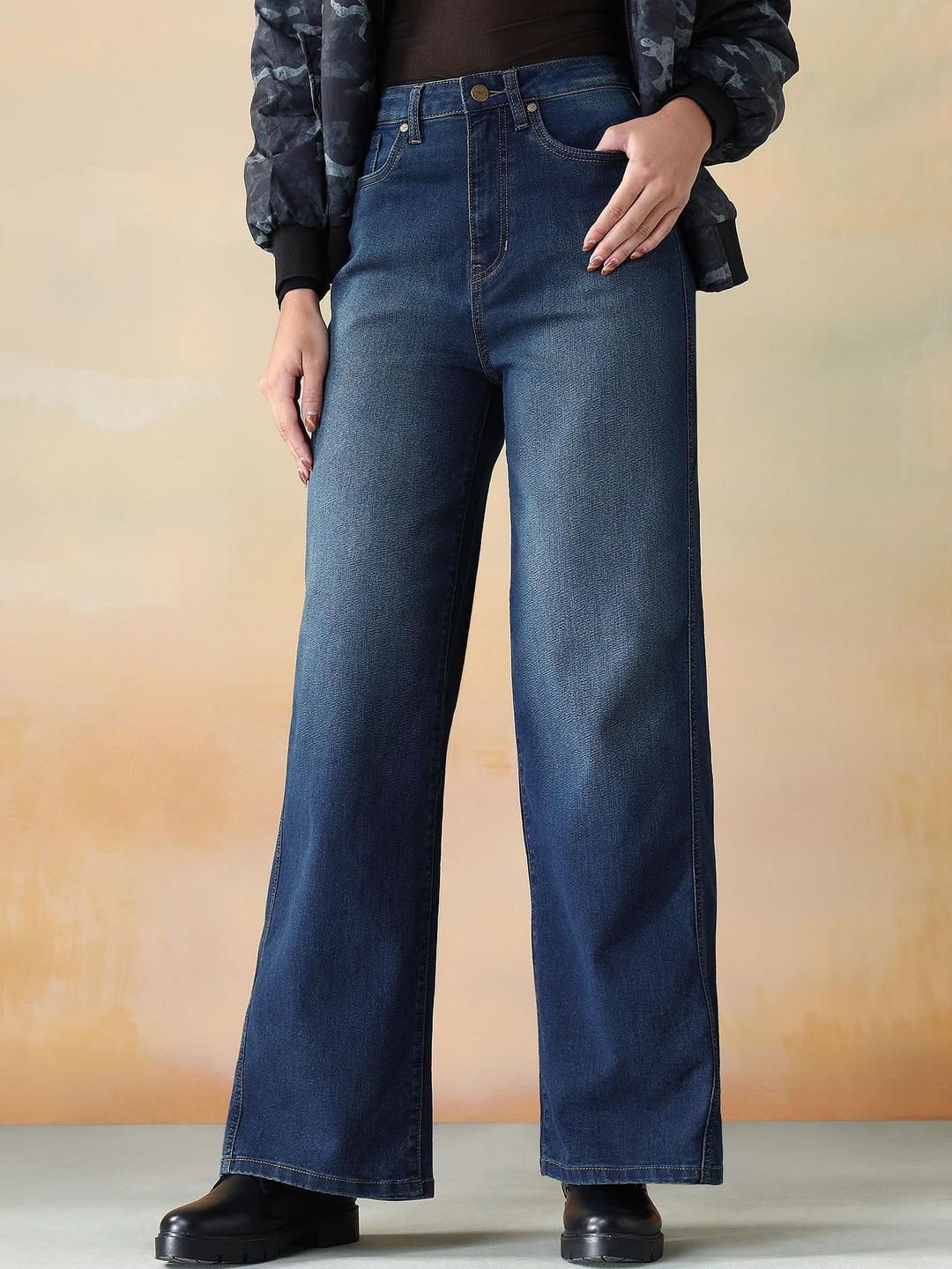 Flying Machine Women Baggy High-Rise Light Fade Stretchable Jeans