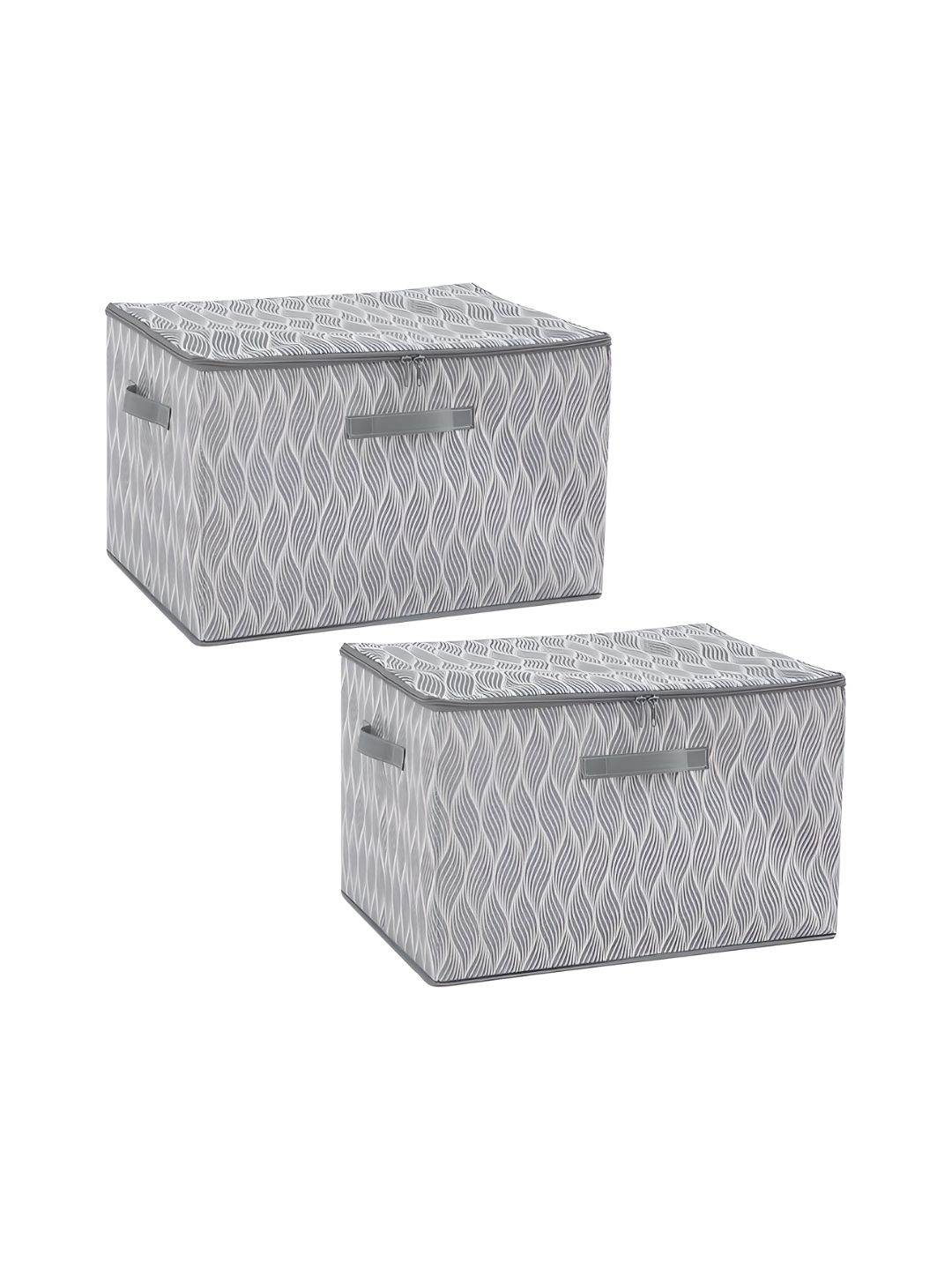 HOKIPO Grey Set of 2 Multi-Utility Cloth Storage Box Organisers for Wardrobe - Extra Large
