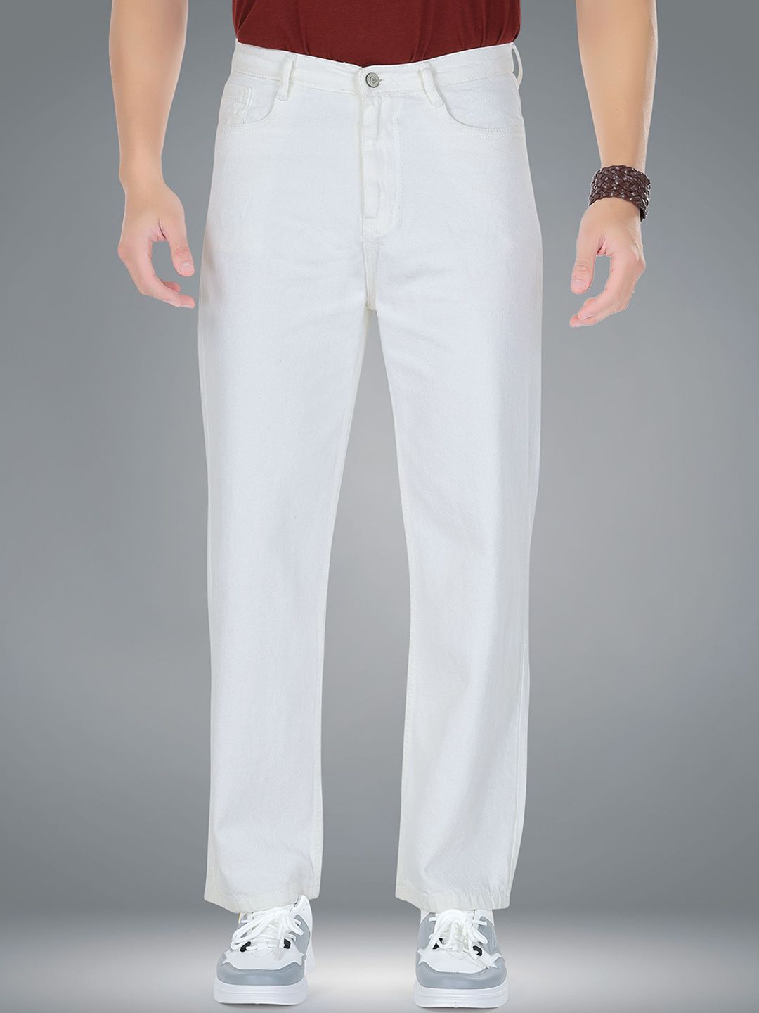 me Queen Men Wide Leg Mid-Rise Pure Cotton Jeans