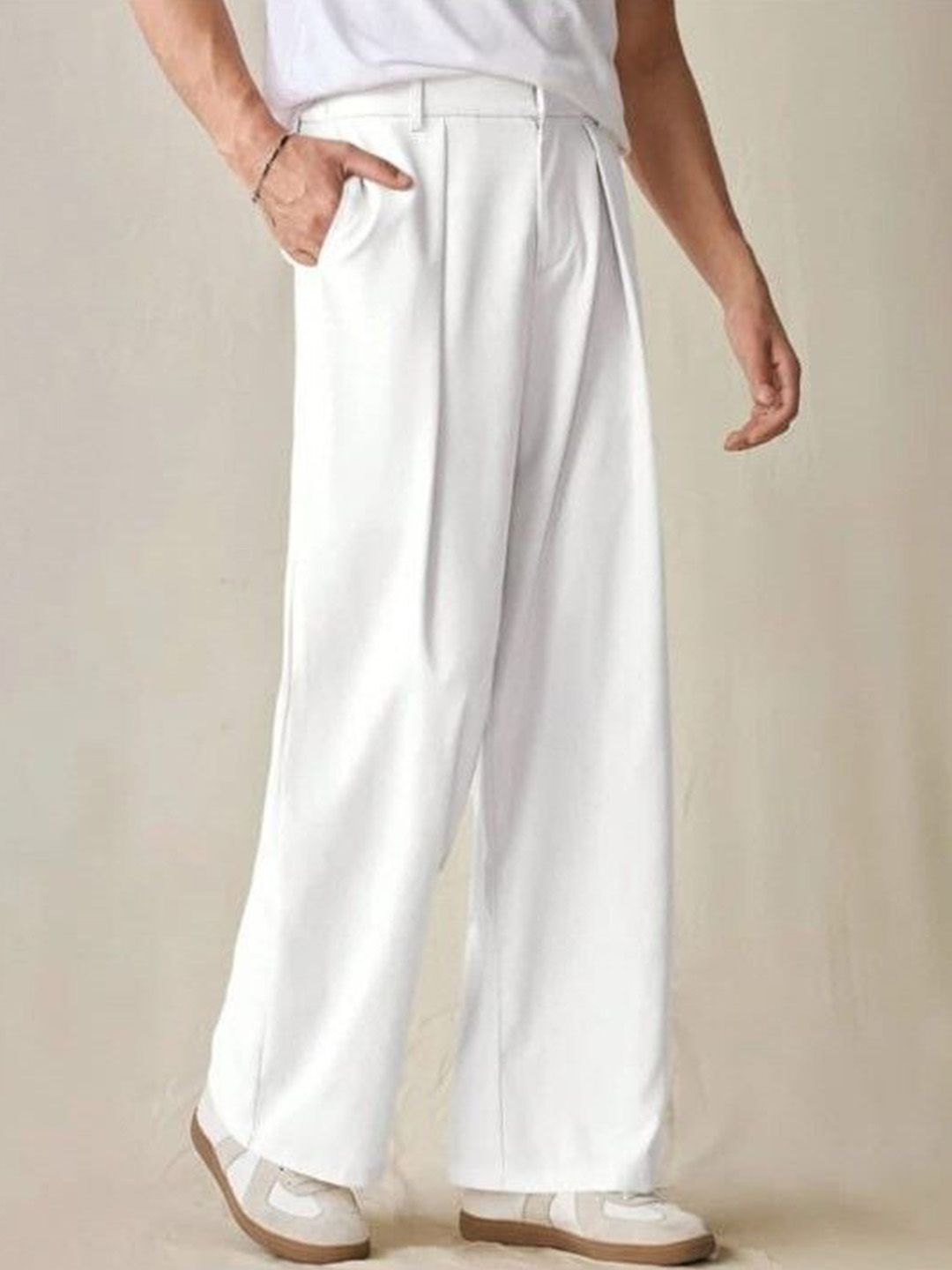 Next One Men Korean Straight Fit Easy Wash Pleated Trousers