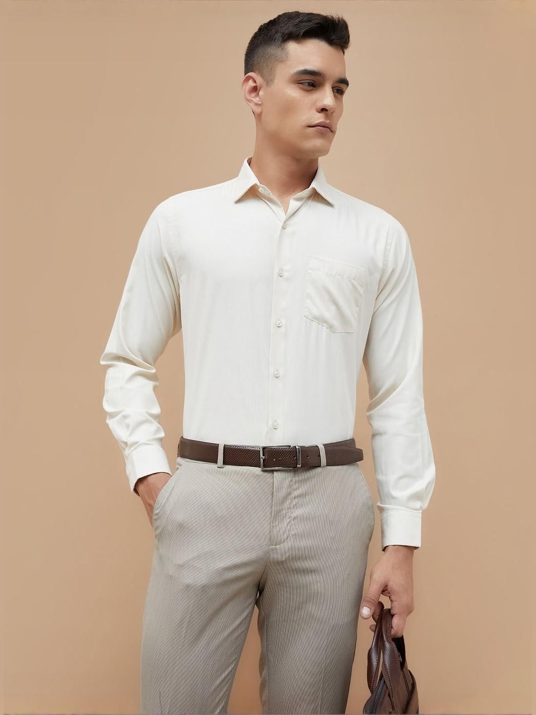 CODE by Lifestyle Striped Spread Collar Cotton Formal Shirt