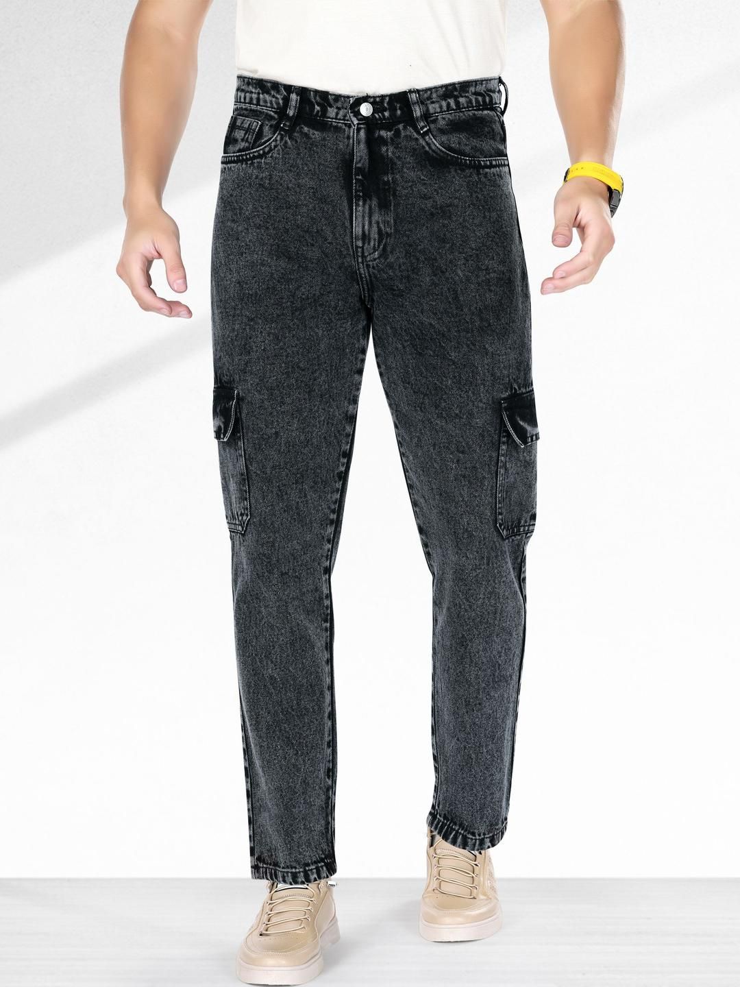 me Queen Men Cotton Straight Fit Mid-Rise Heavy Fade Jeans