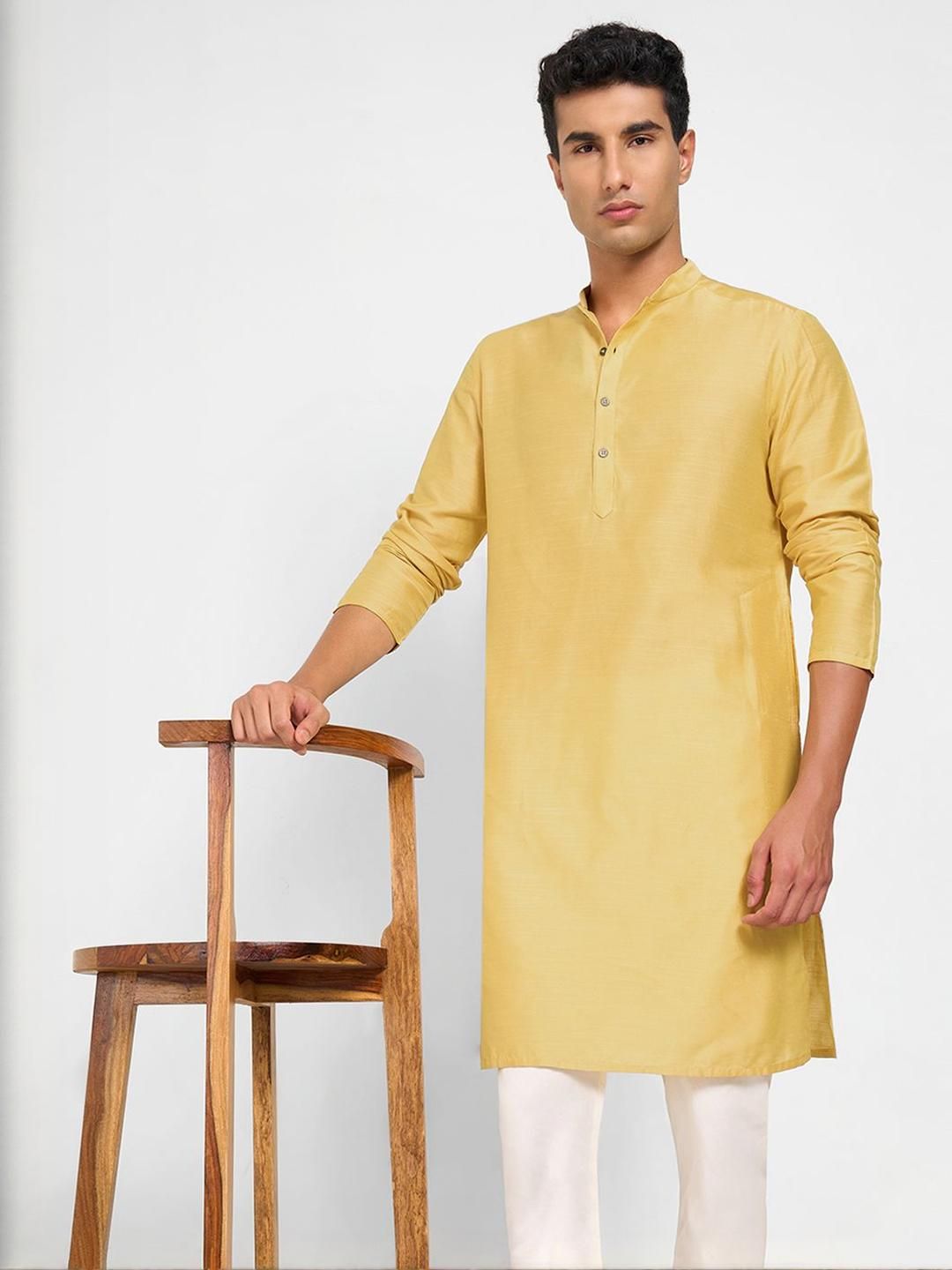 indus route by Pantaloons Men Solid Festive Straight Kurta