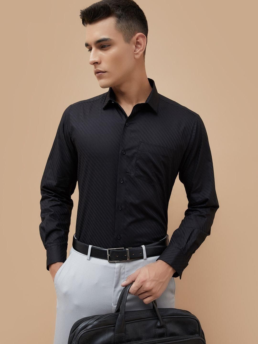 CODE by Lifestyle Striped Spread Collar Cotton Formal Shirt