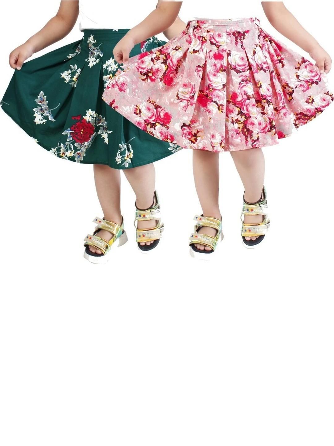 Klowvila Fashion Girls Pack of 2 Floral Printed Skirt