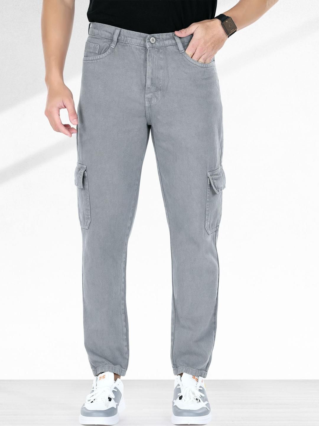 me Queen Men Straight Fit Mid-Rise Cargo Styles Jeans