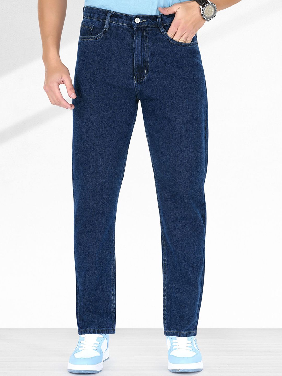 me Queen Men Straight Fit Clean Look No Fade Cotton Jeans
