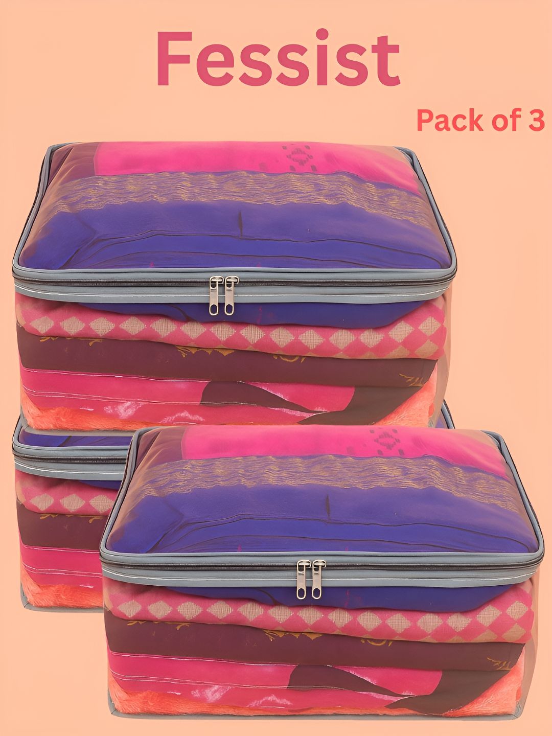 Fessist Ajabh luxeorganize Silver-Toned 3 Pieces Water Resistant Multi-Utility Organisers