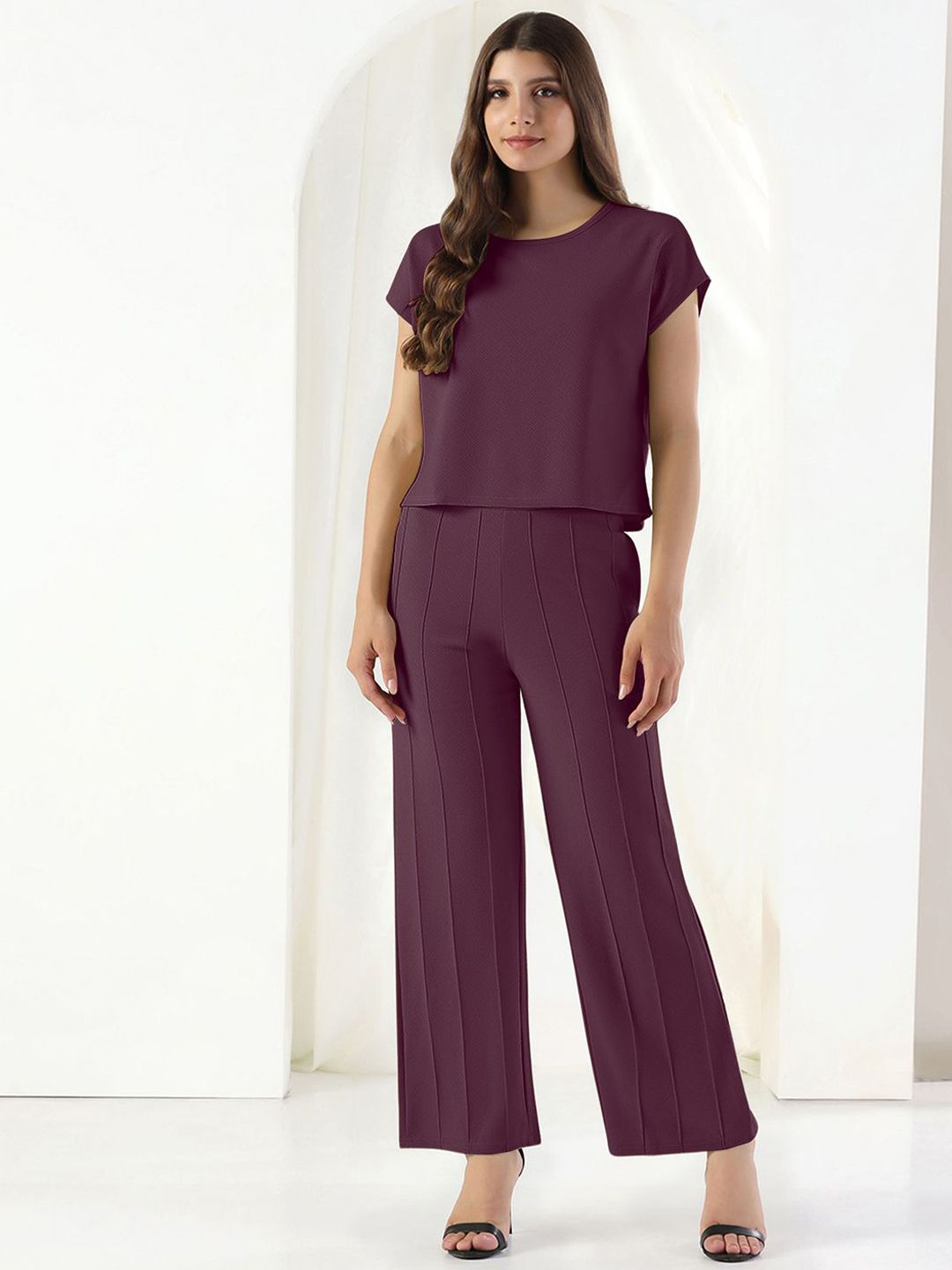 Selvia Round Neck Top With Trousers Co-Ords